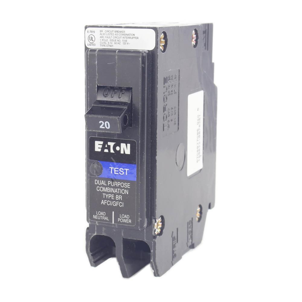 BR 20 Amp 1-Pole Dual Function (Arc Fault/Ground Fault) Plug-On Neutral Circuit Breaker - Super Arbor