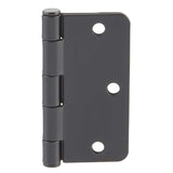 3-1/2 in. and 1/4 in. Radius Matte Black Smooth Action Hinge (3-Pack)