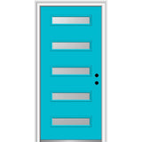 36 in. x 80 in. Davina Right-Hand Inswing 5-Lite Frosted Glass Painted Steel Prehung Front Door on 4-9/16 in. Frame - Super Arbor