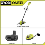 RYOBI ONE+ 18-Volt Lithium-Ion Cordless String Trimmer/Edger - 4.0 Ah Battery and Charger Included