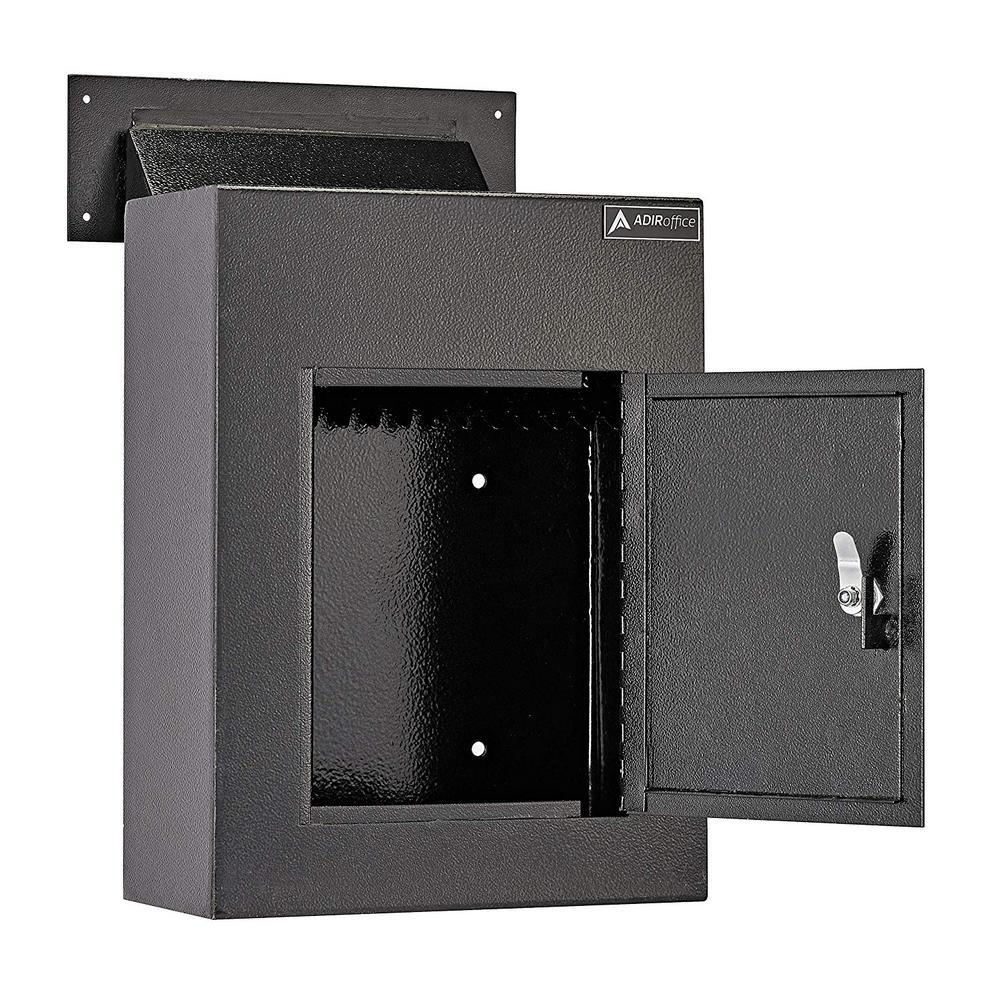 Black Steel Through the Wall Drop Box with Adjustable Chute Mail Receptacle - Super Arbor