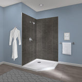 Jetcoat 42 in. x 78 in. 2-Piece Easy-Up Adhesive Neo-Angle Shower Surround in Slate - Super Arbor