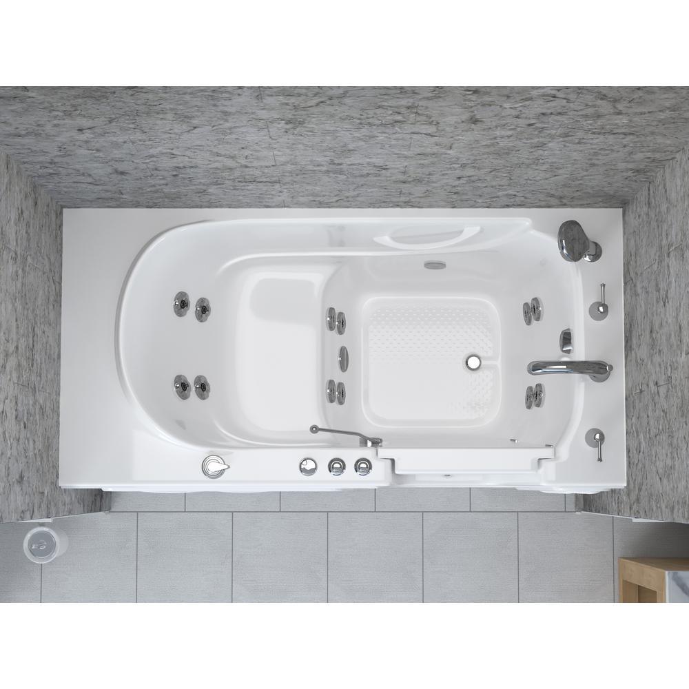 HD Series 60 in. Right Drain Quick Fill Walk-In Whirlpool Bath Tub with Powered Fast Drain in White - Super Arbor