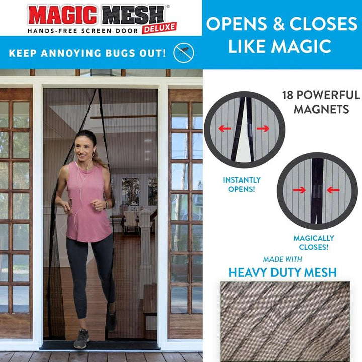 Magic Mesh Deluxe Magnetic Hands Free Screen Door Cover, As Seen on TV