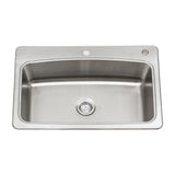 All-in-One Stainless Steel 33 in. 2-Hole Single Bowl Drop-in Kitchen Sink Kit with Faucet and Strainer - Super Arbor