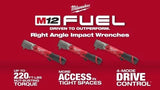 Milwaukee M12 FUEL 12V Brushless 1/2 in. Right Angle Impact Wrench Kit with (2) 3.0Ah Batteries, Friction Ring