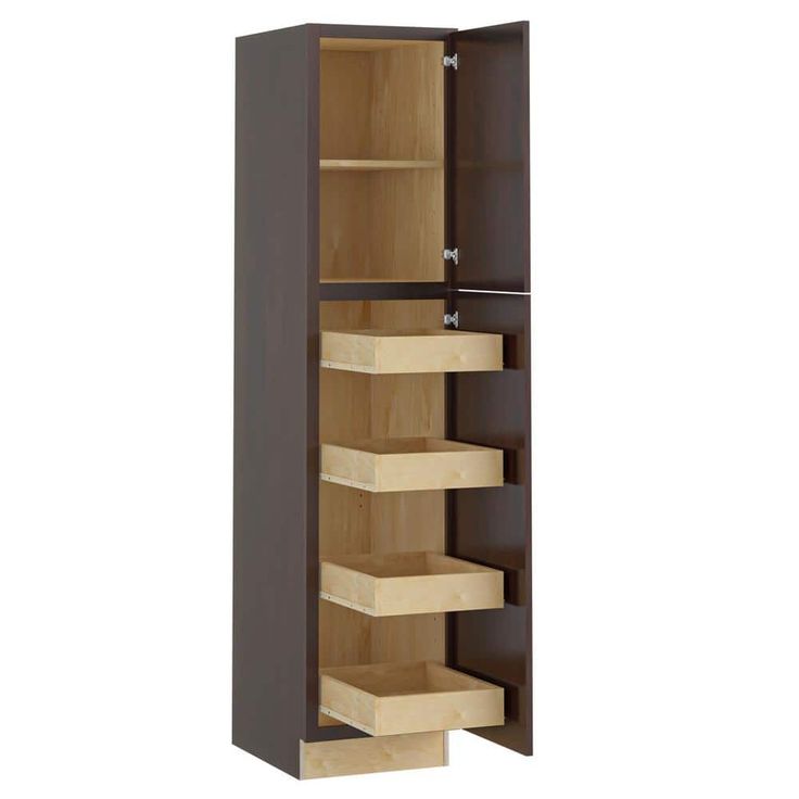 Home Decorators Collection Newport 18 in. W x 24 in. D x 84 in. H Assembled Plywood Pantry Kitchen Cabinet in Manganite with 4ROT Soft Close RH