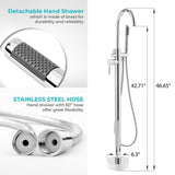 67 in. Fiberglass White Acrylic Tub for Bathtub with Tub Filler Combo - Modern Flat Bottom Stand Alone Tub - Super Arbor