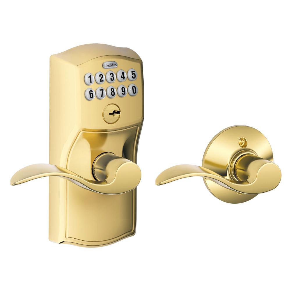 Camelot Satin Nickel Electronic Door Lock with Accent Door Lever - Super Arbor