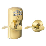 Camelot Satin Nickel Electronic Door Lock with Accent Door Lever - Super Arbor