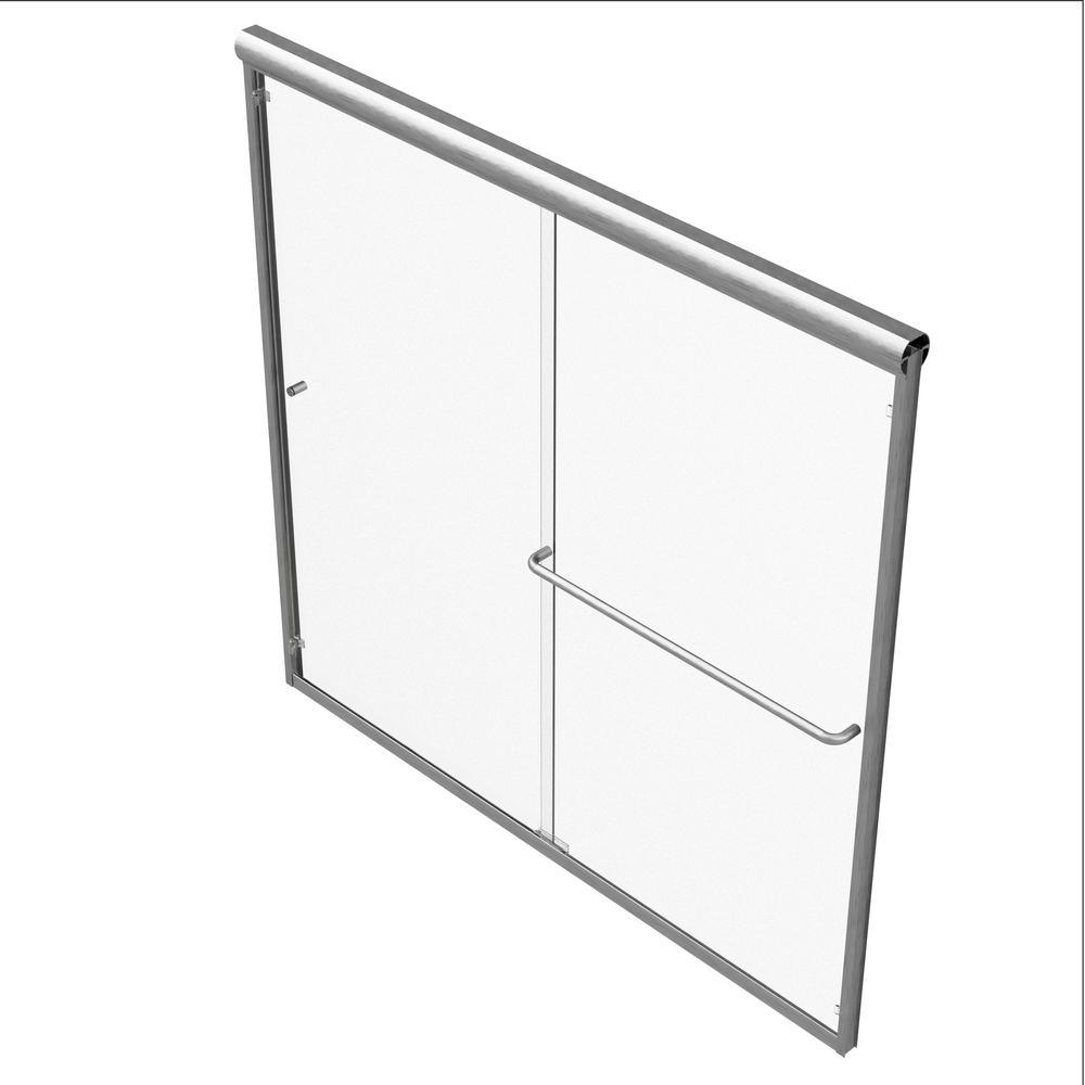 Distinctive 58 in. x 55.5 in. Frameless Sliding Bathtub Door in Brushed Nickel - Super Arbor