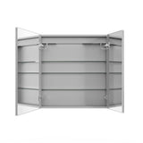 WELLFOR 30 in. W x 32 in. H Rectangular Silver Aluminum Recessed/Surface Mount Medicine Cabinet with Mirror LED and Clock