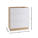Home Decorators Collection Newport 30 in. W x 24 in. D x 34.5 in. H Assembled Plywood Cooktop Base Kitchen Cabinet in Pacific White with Soft Close