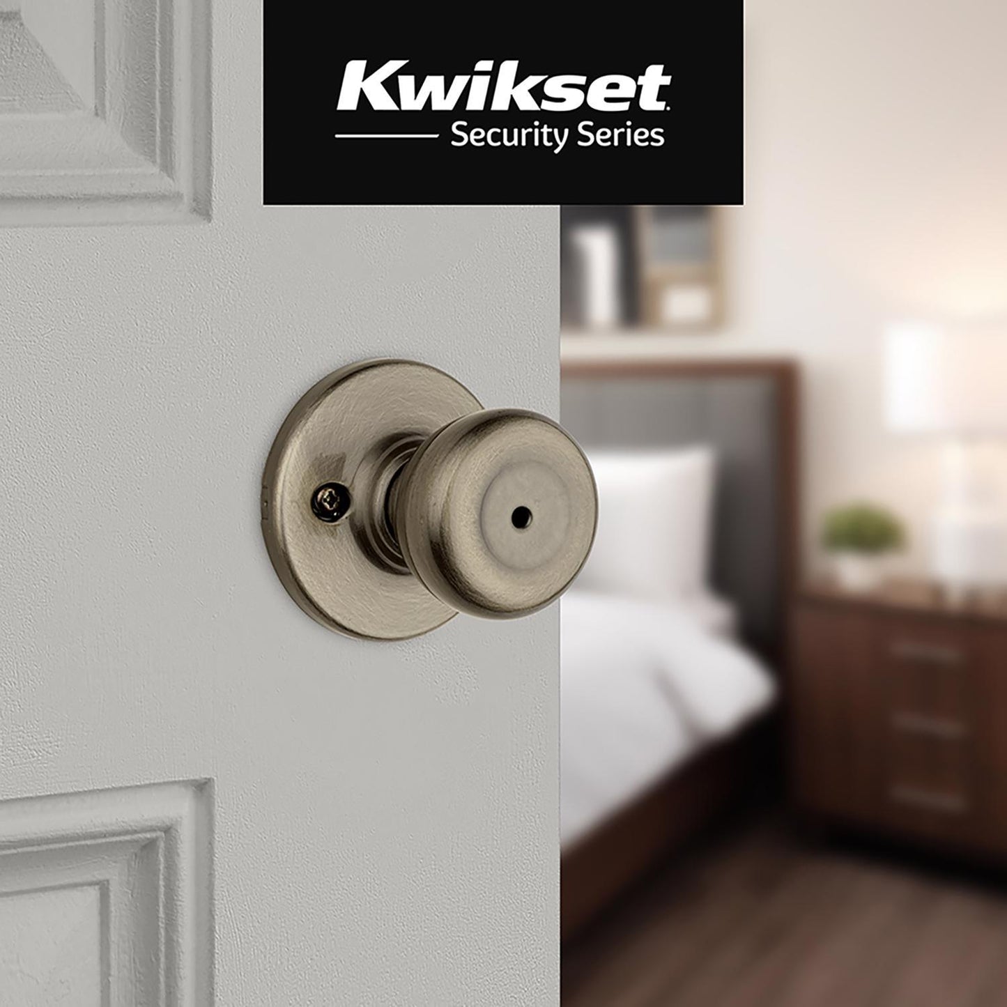 Kwikset Tylo Antique Brass Privacy Knob, Universal Handing