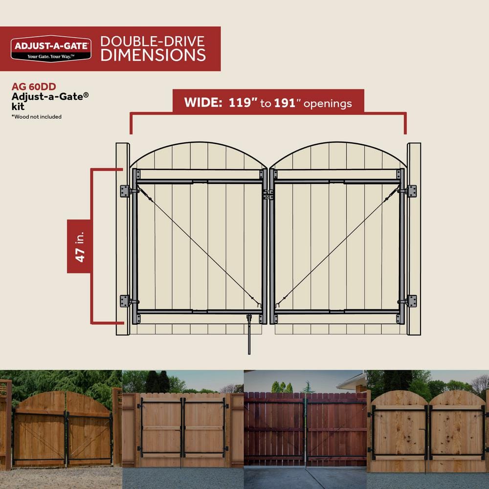 Adjust-A-Gate 47 in. H/ 60in.- 96 in. W Original Series 2-Rail Adjustable Double Drive Kit