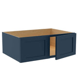 Home Decorators Collection Newport 33 in. W x 24 in. D x 12 in. H Assembled Plywood Wall Bridge Kitchen Cabinet in Mythic Blue with Soft Close