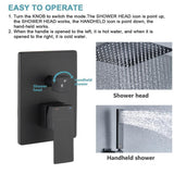 Shower System Wall Mounted with 10 in. Square Rainfall Shower head and Handheld Shower Head Set, Matte Black - Super Arbor