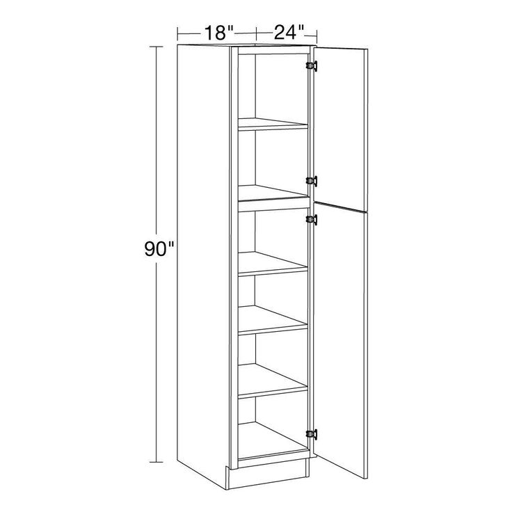 Home Decorators Collection Grayson 18 in. W x 24 in. D x 90 in. H Assembled Plywood Pantry Kitchen Cabinet in Deep Onyx with Soft Close RH