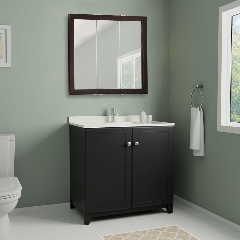 Ventura 48 in. W x 30 in. H x 6 in. D Framed Tri-View Surface-Mount Bathroom Medicine Cabinet in Espresso - Super Arbor