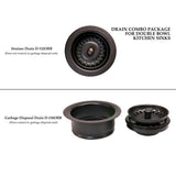 Undermount Hammered Copper 42 in. 0-Hole Triple Bowl Kitchen Sink and Drain in Oil Rubbed Bronze - Super Arbor