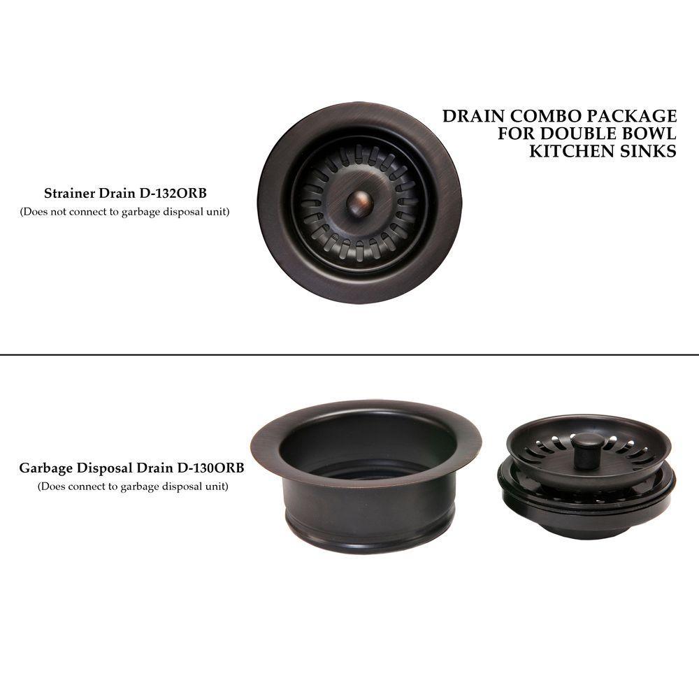 All-in-One Undermount Hammered Copper 42 in. 0-Hole Triple Bowl Kitchen Sink in Oil Rubbed Bronze - Super Arbor