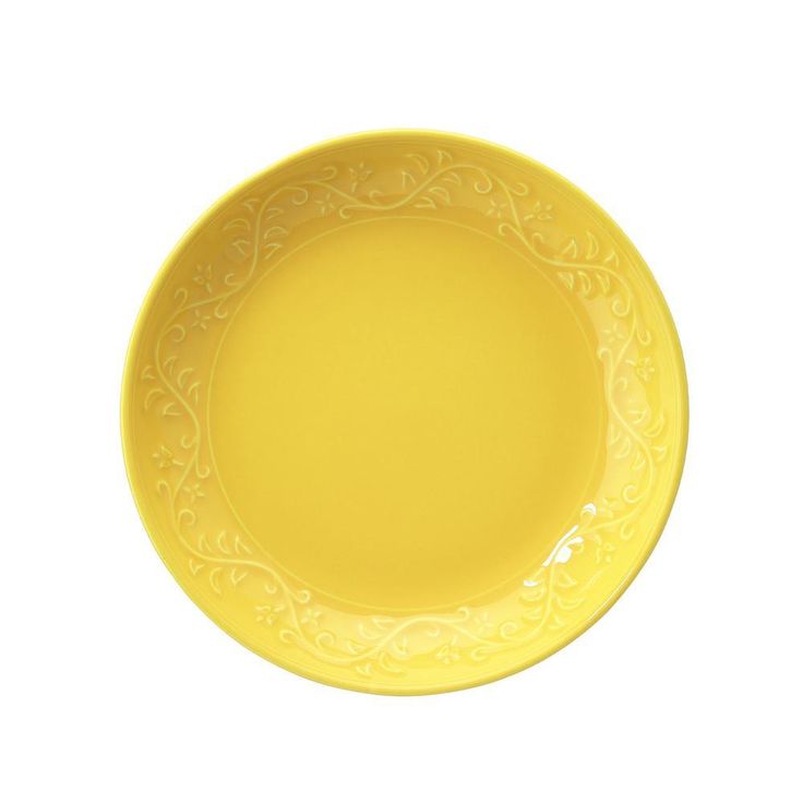 Kutahya Ivy Collection 16-Piece Yellow Embossed Earthenware Dinnerware Set