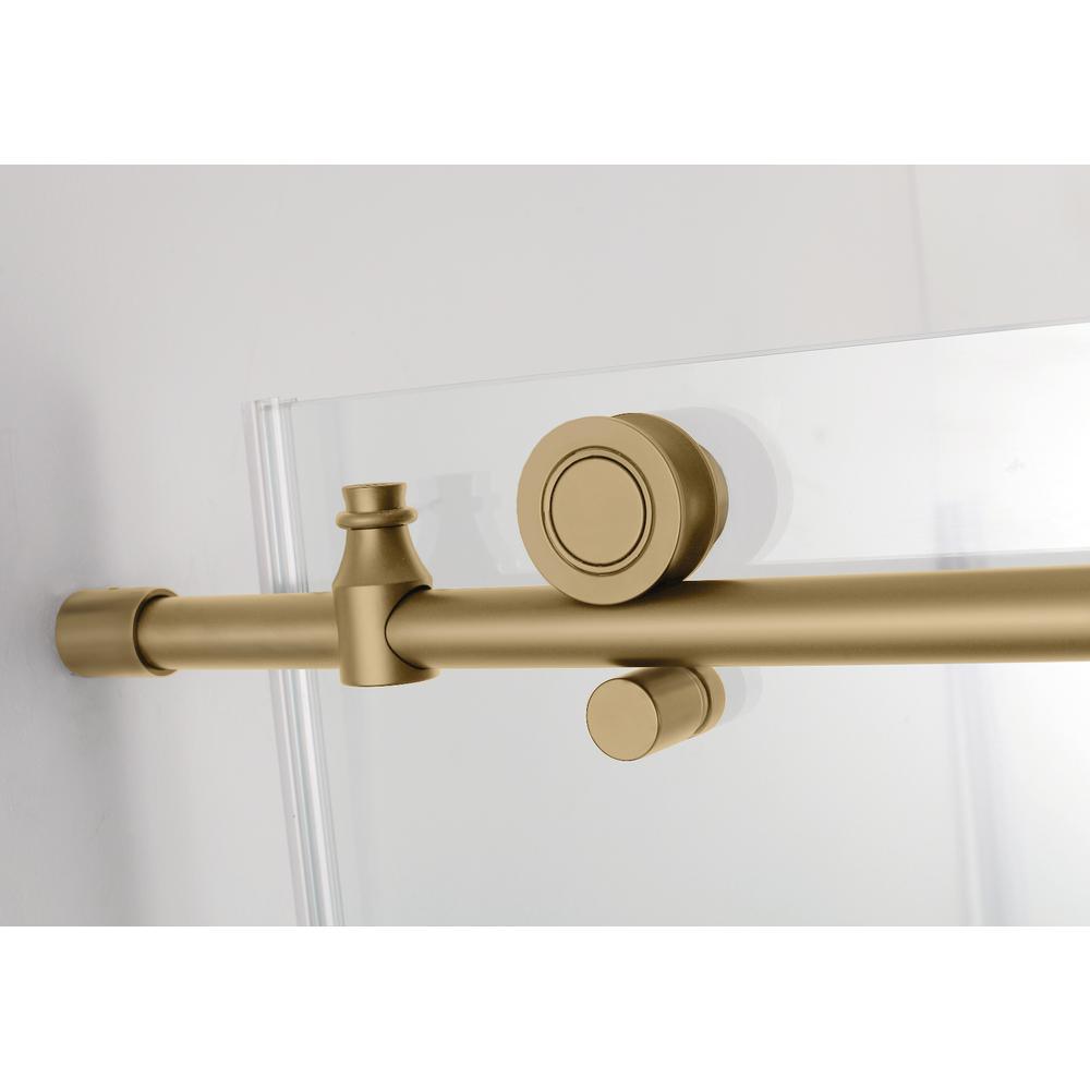 Coraline XL 56 - 60 in. x 80 in. Frameless Sliding Shower Door with StarCast Clear Glass in Brushed Gold Right Hand - Super Arbor