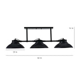 3-Light Contemporary Barnyard Medium Outdoor Hanging Chandelier, Black