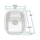 Undermount Stainless Steel 15 in. Single Bowl Bar Sink