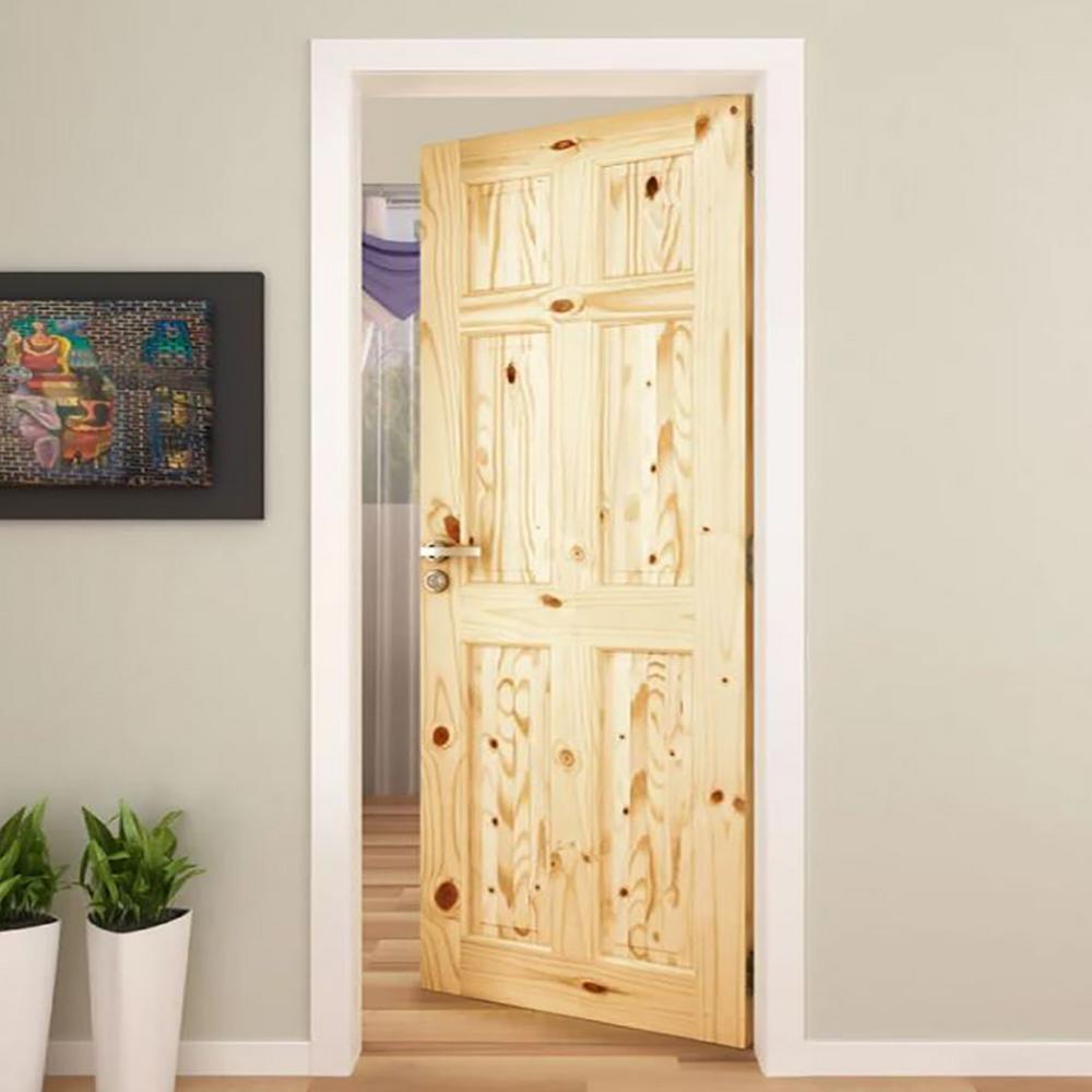 30 in. x 80 in. x 1.375 in. 6-Panel Colonial Double Hip Knotty Wood Interior Door Slab - Super Arbor