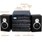 3-Speed Turntable with Wired Shelf Speakers - Super Arbor