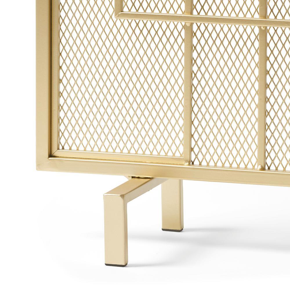 Alamance Modern Gold Single Panel Iron Fire Screen - Super Arbor