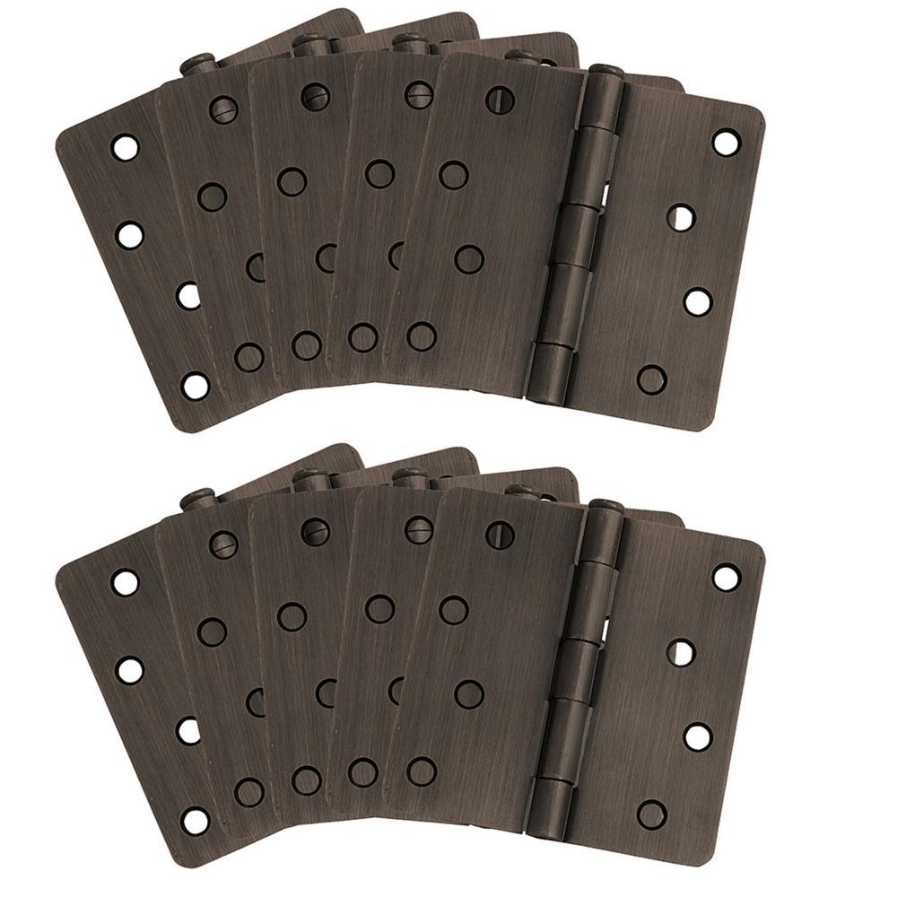 4 in. x 5/8 in. Radius Satin Nickel Door Hinge Value Pack (3 per Pack) - Super Arbor