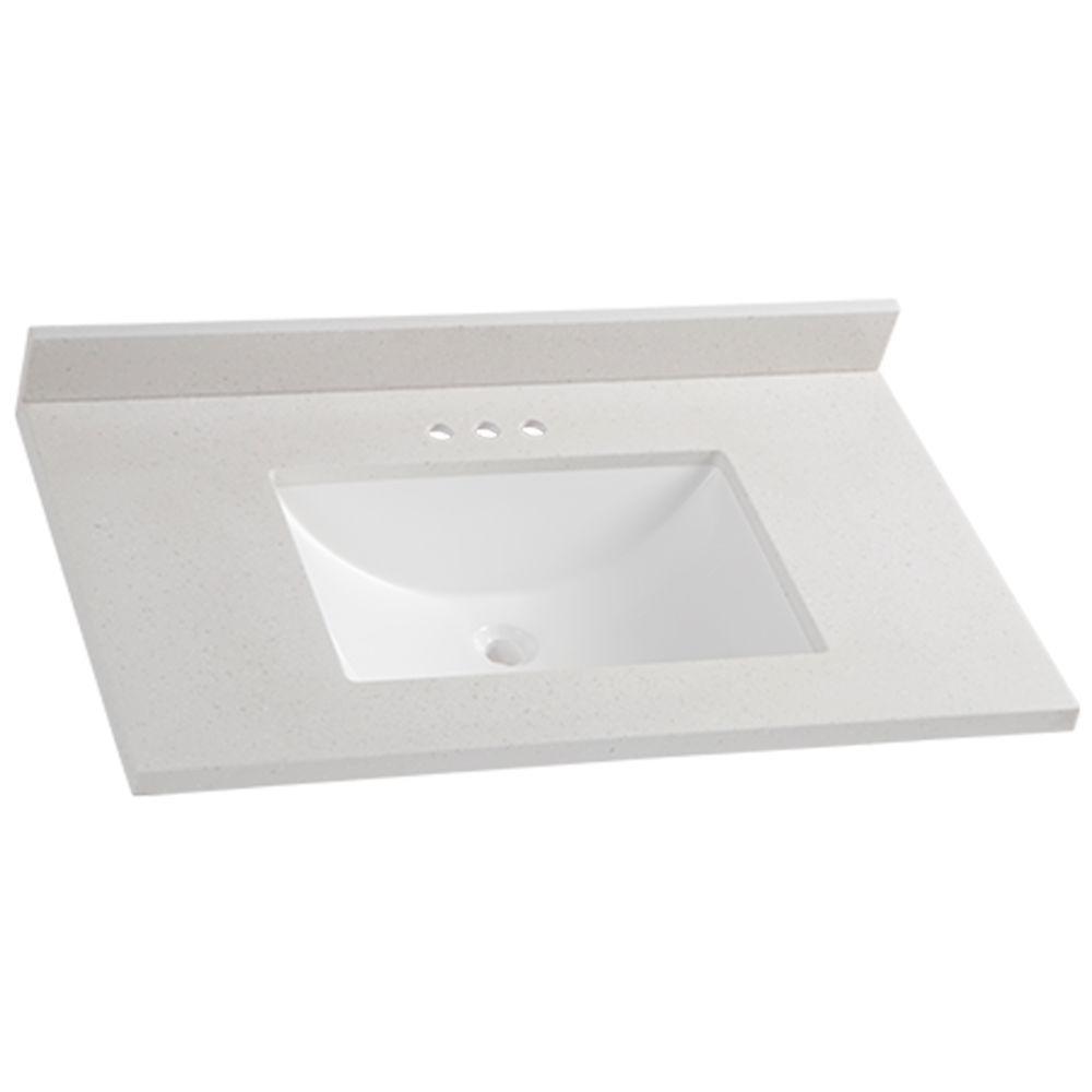 37 in. W x 22 in. D Stone Effects Vanity Top in Cold Fusion with White Sink - Super Arbor