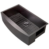 Matte Black Finished Stainless Steel 33 in. x 22 in. Single Bowl Farmhouse Apron Mount Kitchen Sink with Accessories