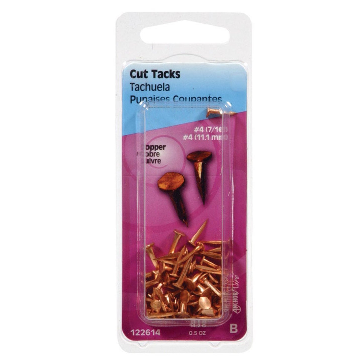 Hillman No. 10 x 5/8 in. Copper Cut Tacks, 0.5 Pack