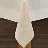 Bohemia 60 in. x 84 in. White/Natural 100% Polyester Tablecloth