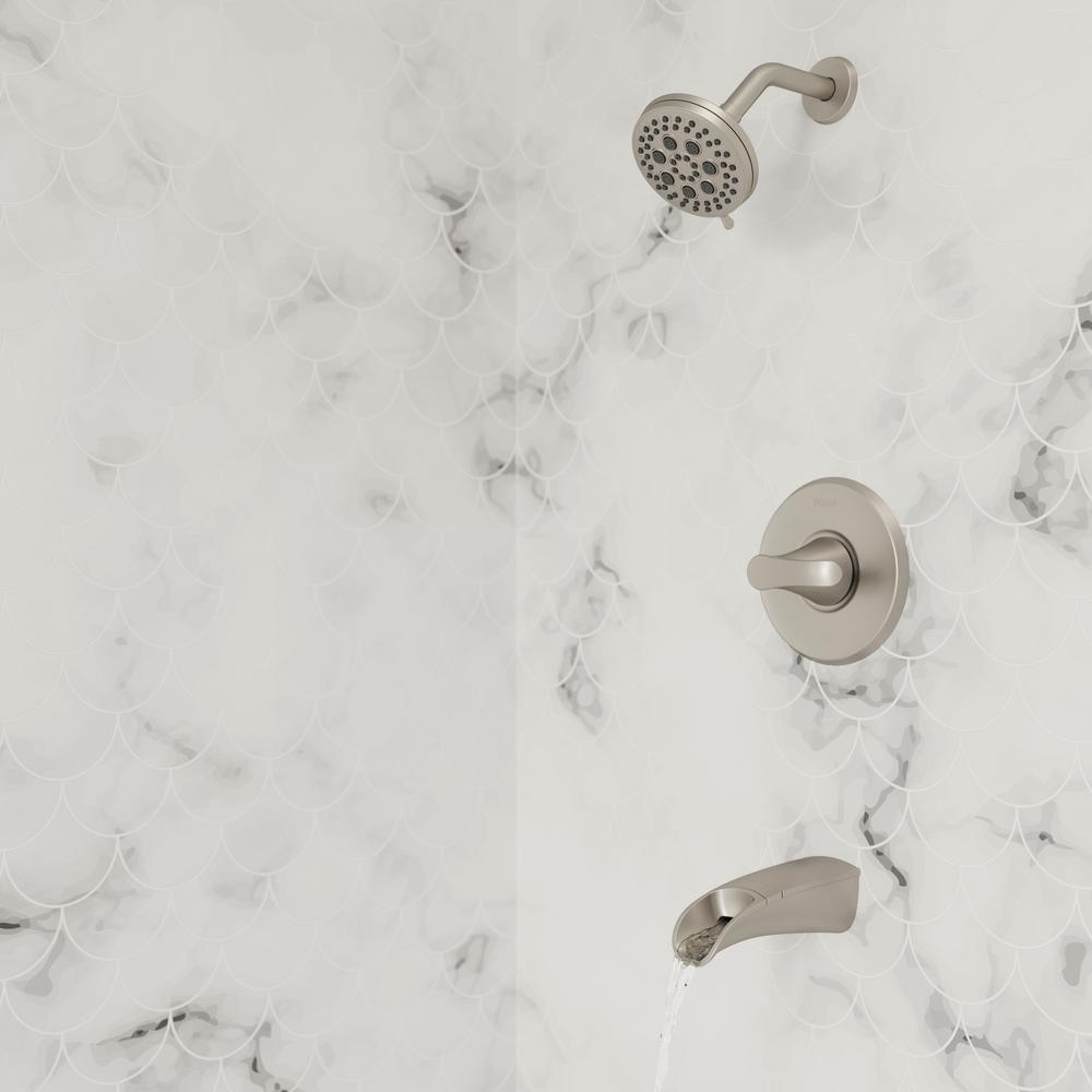 Jaida Single-Handle 4-Spray Tub and Shower Faucet w/ Restore Technology in Spot Defense Brushed Nickel (Valve Included) - Super Arbor