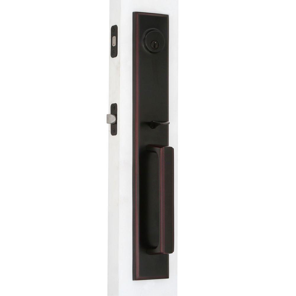 Elegance Single Cylinder Oil-Rubbed Bronze Woodward II Door Handleset with Impresa Knob - Super Arbor