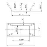 67 in. Fiberglass White Acrylic Tub for Bathtub with Tub Filler Combo - Modern Flat Bottom Stand Alone Tub - Super Arbor