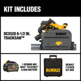 FLEXVOLT 60-Volt MAX Lithium-Ion Cordless Brushless 6-1/2 in. Track Saw Kit with Battery 2Ah, Charger and Case - Super Arbor