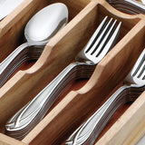 Lace Frosted 54-Piece 18/0 Stainless Steel Flatware Set with Wood Caddy (Service for 8)