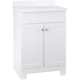 Style Selections Ellenbee 24-in White Single Sink Bathroom Vanity with White Cultured Marble Top