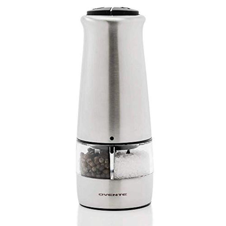Stainless Steel Silver 2-in-1 Automatic Electric Salt and Pepper Grinder, Battery Operated, 6 AAA