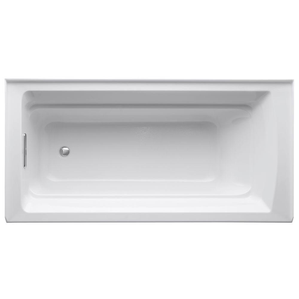 Archer 72 in. x 36 in. Acrylic Alcove Bathtub with Integral Apron and Left-Hand Drain in White - Super Arbor