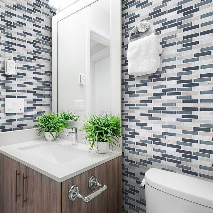 Jeffrey Court Dolphin Tail Blue 9.75 in. x 12 in. x 6 mm Interlocking Glass Mosaic Tile
