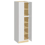 Home Decorators Collection Grayson 24 in. W x 24 in. D x 90 in. H Assembled Plywood Pantry Kitchen Cabinet in Pacific White with Soft Close