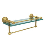 16 in. L  x 5 in. H  x 5 in. W Clear Glass Bathroom Shelf with Towel Bar in Polished Nickel - Super Arbor