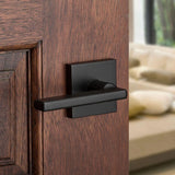 Halifax Square Matte Black Passage Hall/Closet Door Lever (4-Pack) - Super Arbor