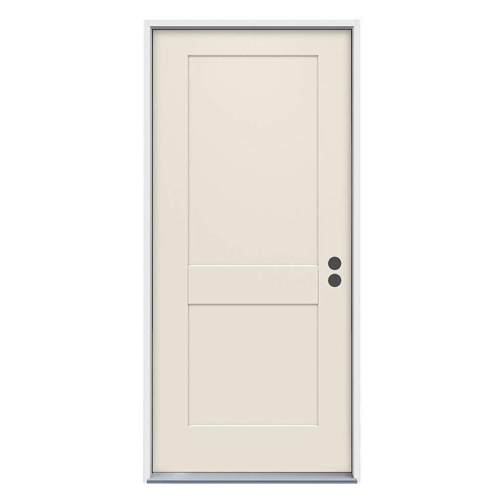 32 in. x 80 in. 2-Panel Craftsman Primed Steel Prehung Right-Hand Inswing Front Door - Super Arbor